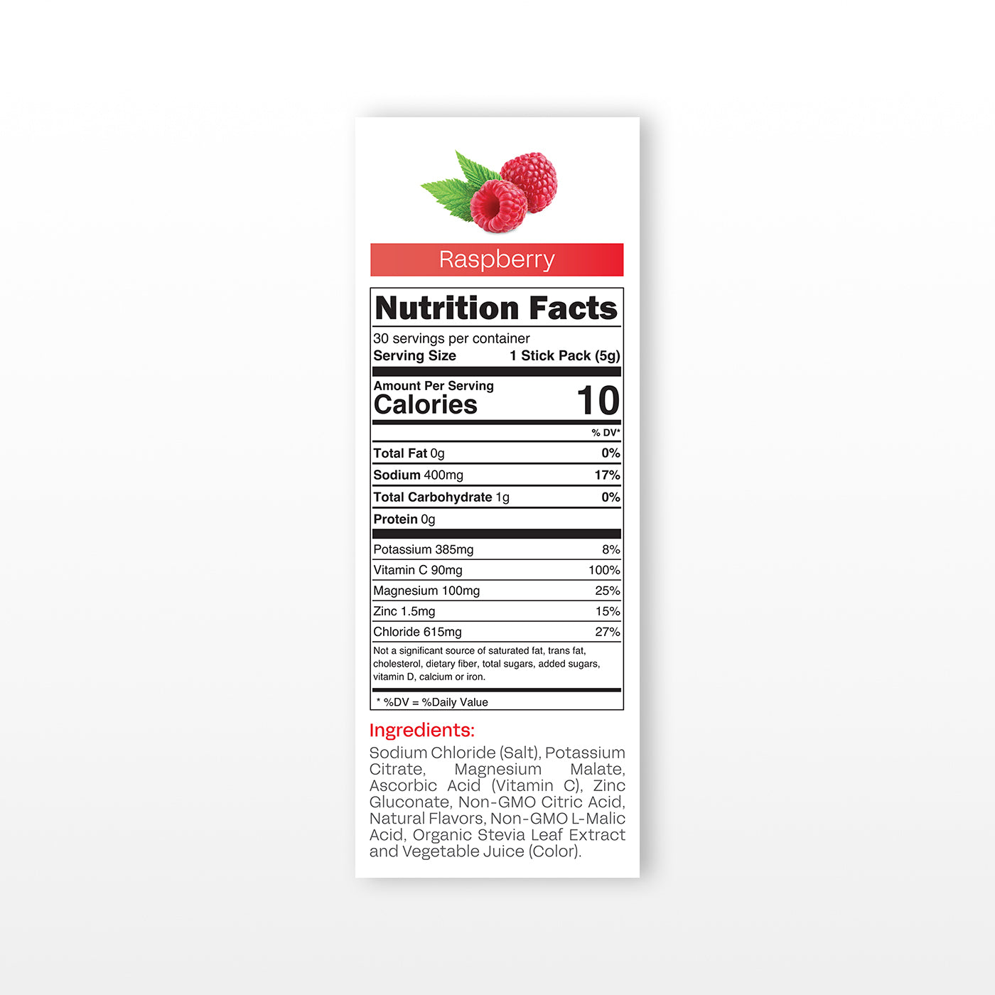 30 Pack | Sugar Free Raspberry Electrolyte Powder
